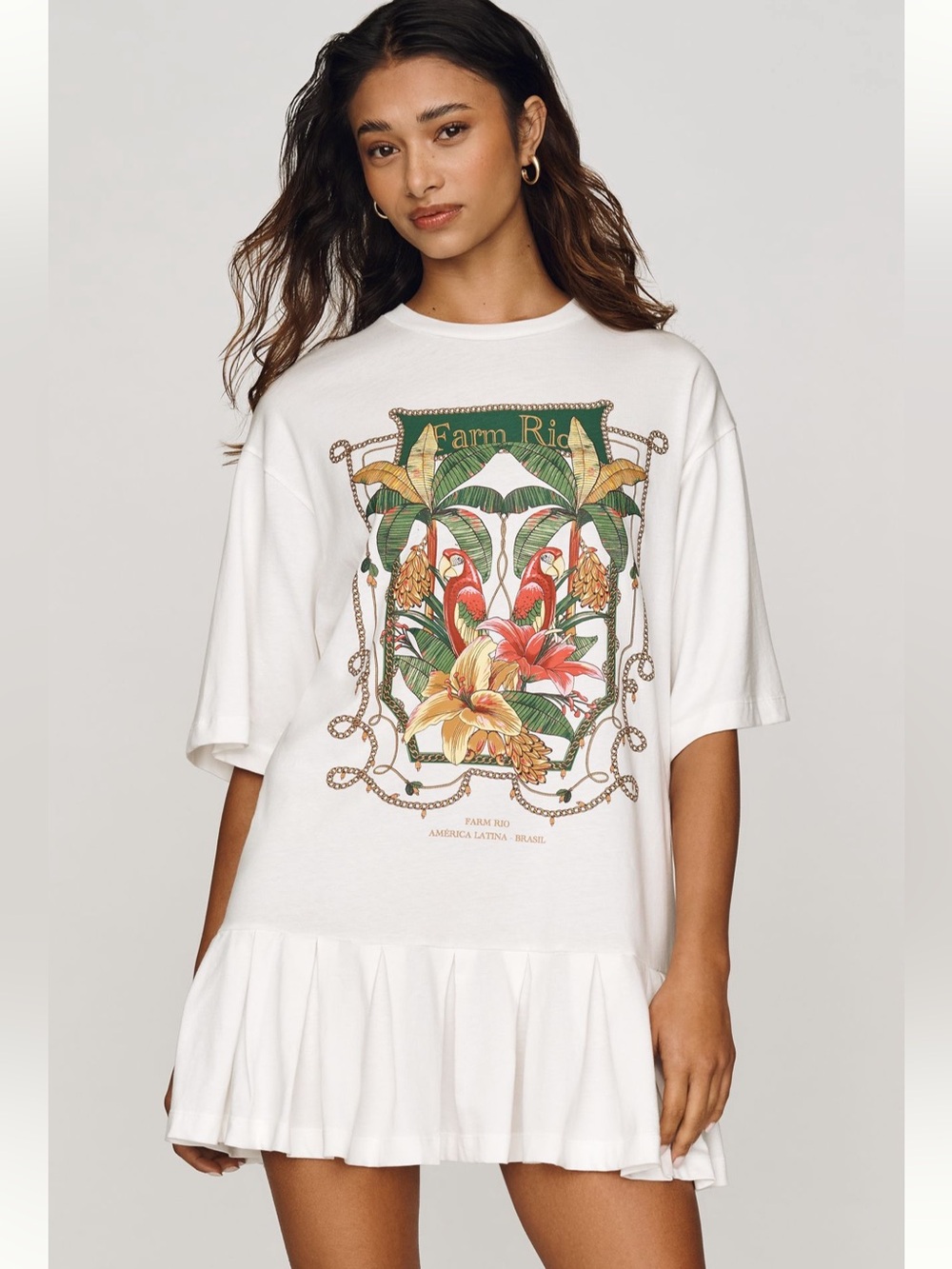 Farm Rio Tropical Royalty 100% Cotton T- Shirt Dress - Sz M